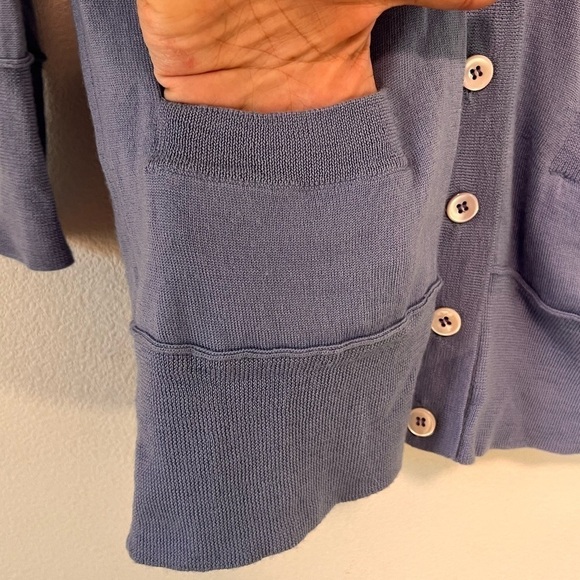 J. Crew 100% Merino Wool Periwinkle Blue Longline V Neck Cardigan Sweater XS - Picture 7 of 14